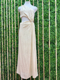 Oatmeal Side Cutout One Shoulder Maxi Dress