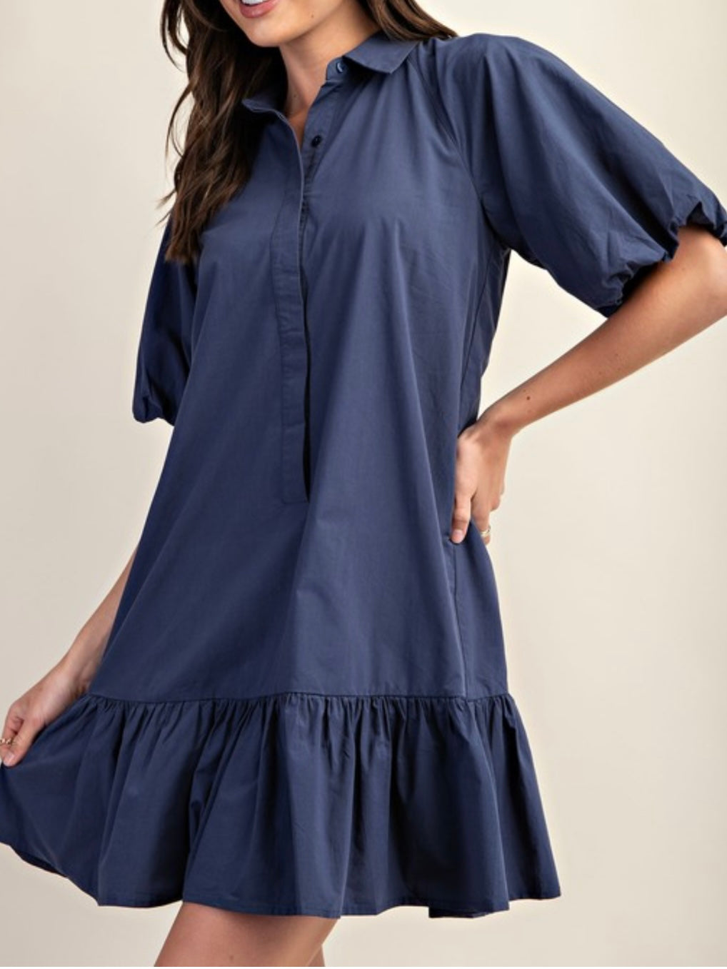 Short Sleeve Button Down Dropwaist Short Dress