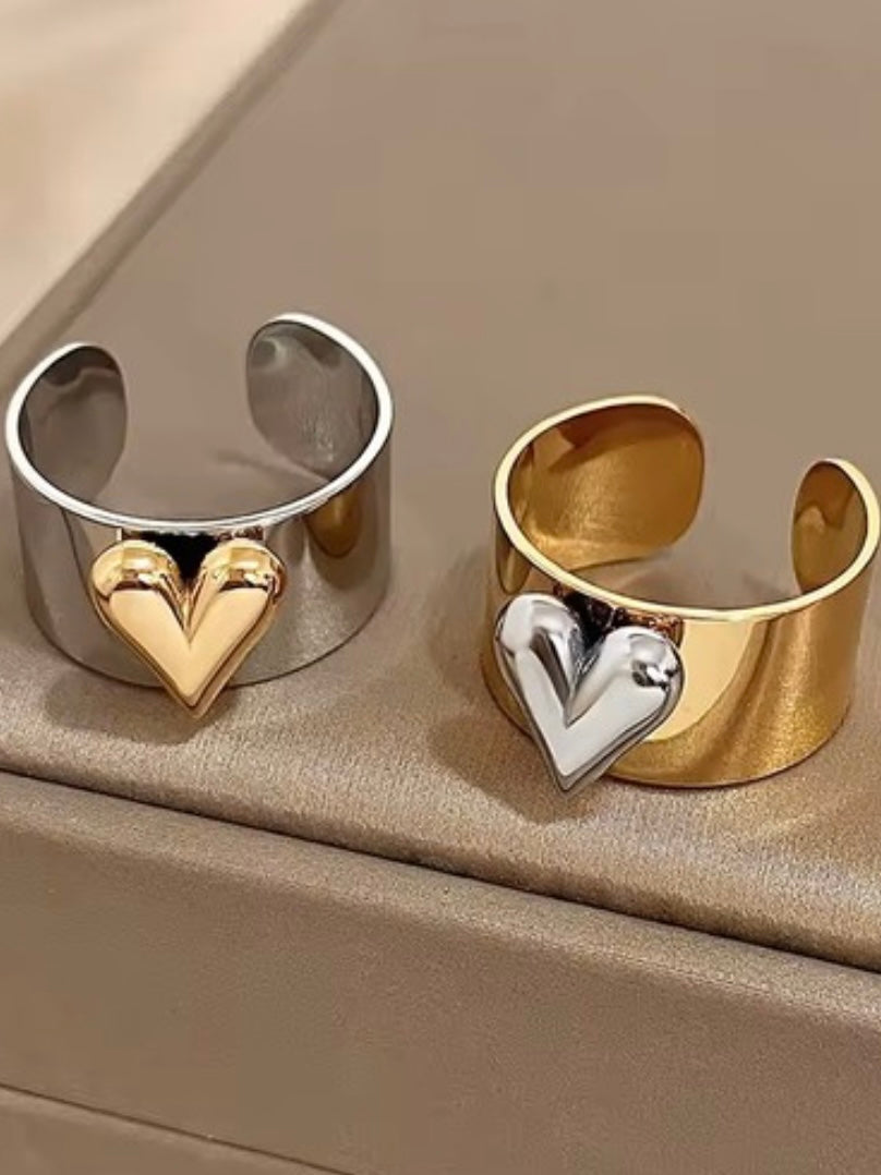 Stainless Steel Heart Detail Ring