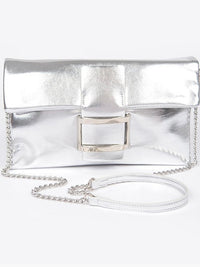 Buckle Detail Metallic Clutch