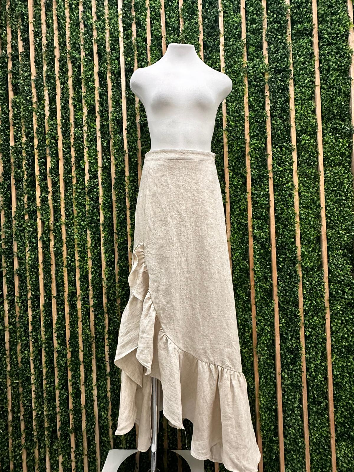 Exquisite Oatmeal Ruffled maxi Skirt