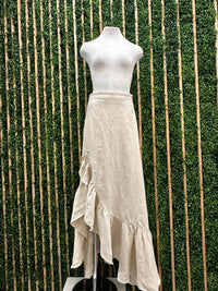 Exquisite Oatmeal Ruffled maxi Skirt