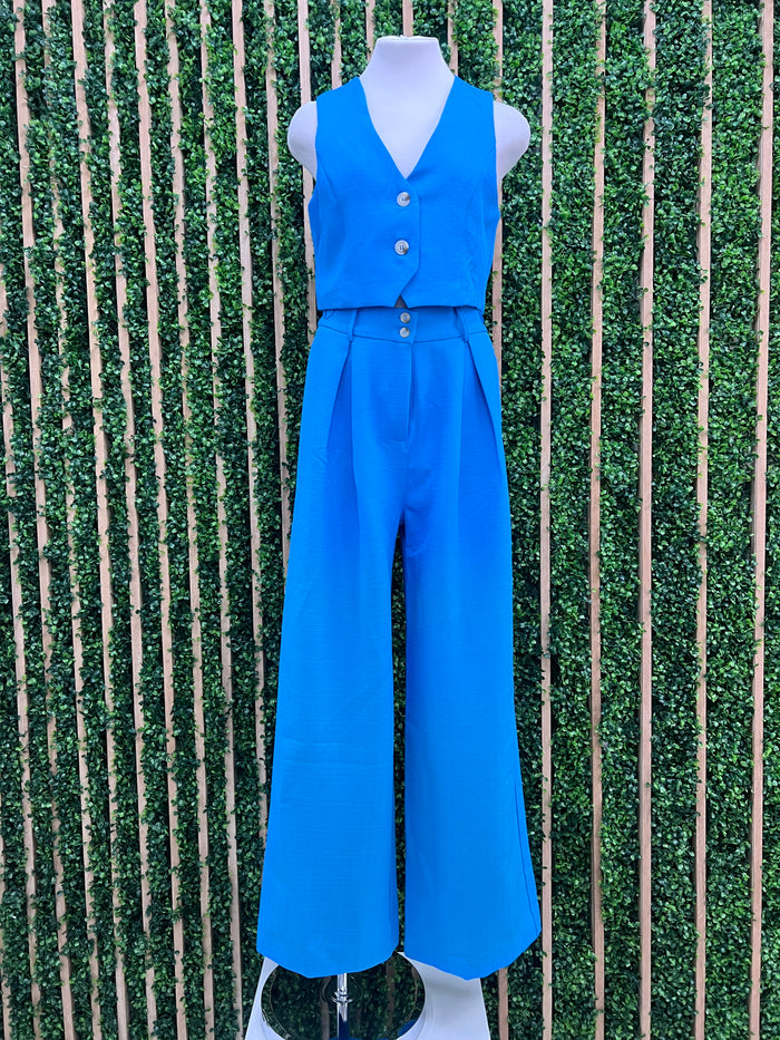Cerulean Blue Crop Vest