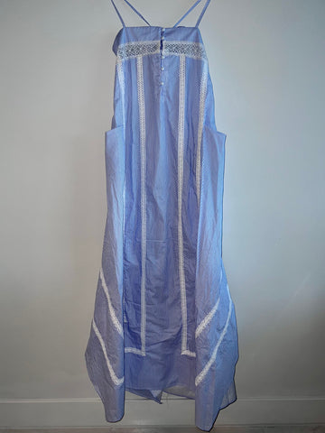 Side Lace Panel Denim Maxi Skirt
