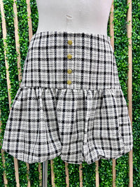 Black White Plaid Bubble Skirt