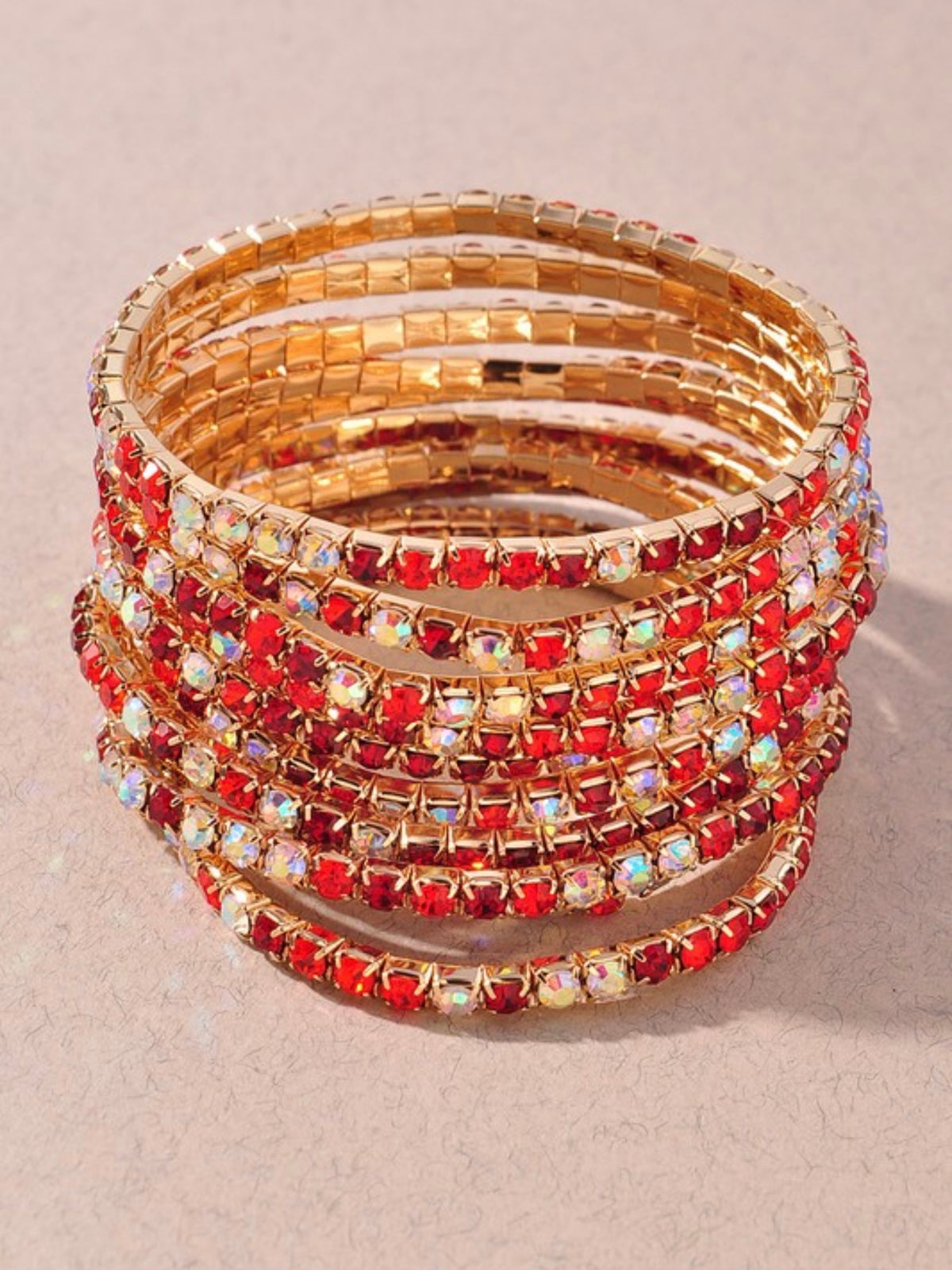 Multi Crystal Elastic Bracelet Set