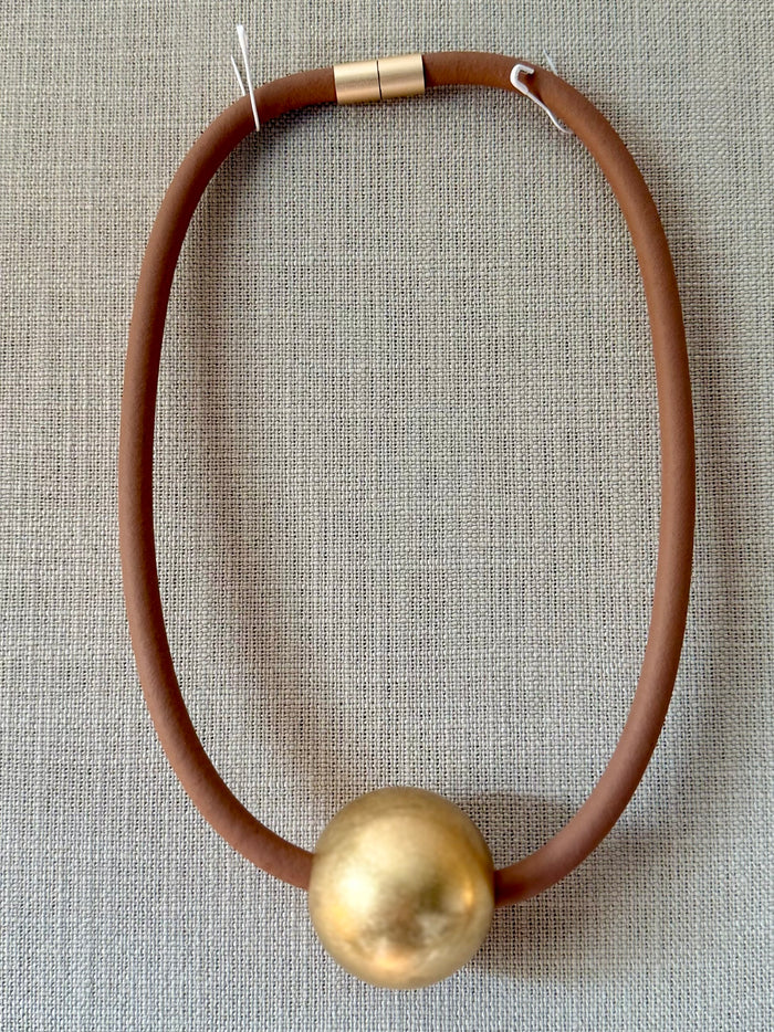Large Gold Bead Rubber Necklace