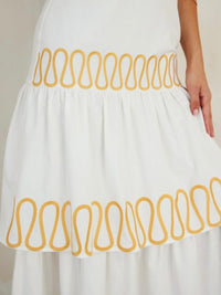 Beautiful White Gold Detail Cutout Halter Maxi Dress
