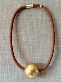 Large Gold Bead Rubber Necklace