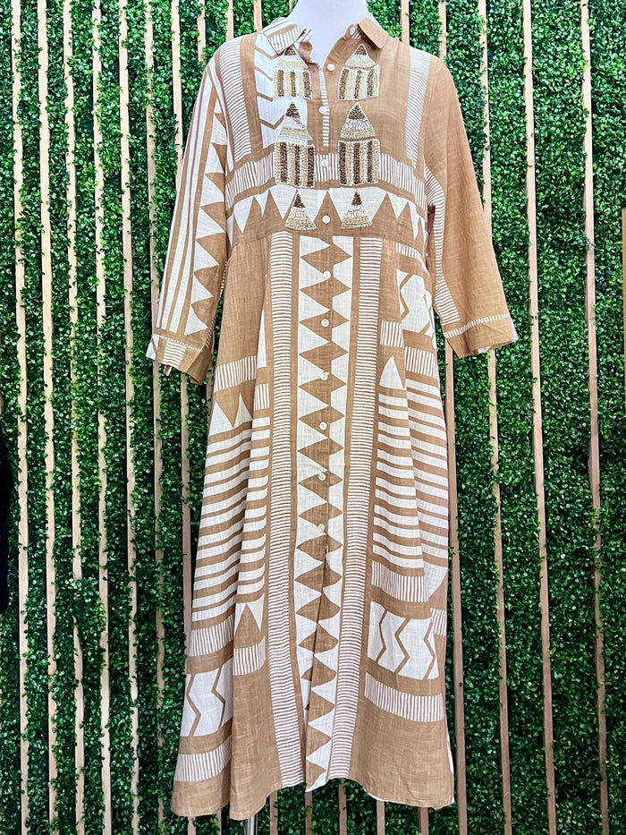Italy Aztec Print Maxi Dress