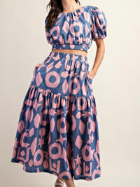 Blue Coral Skirt Set