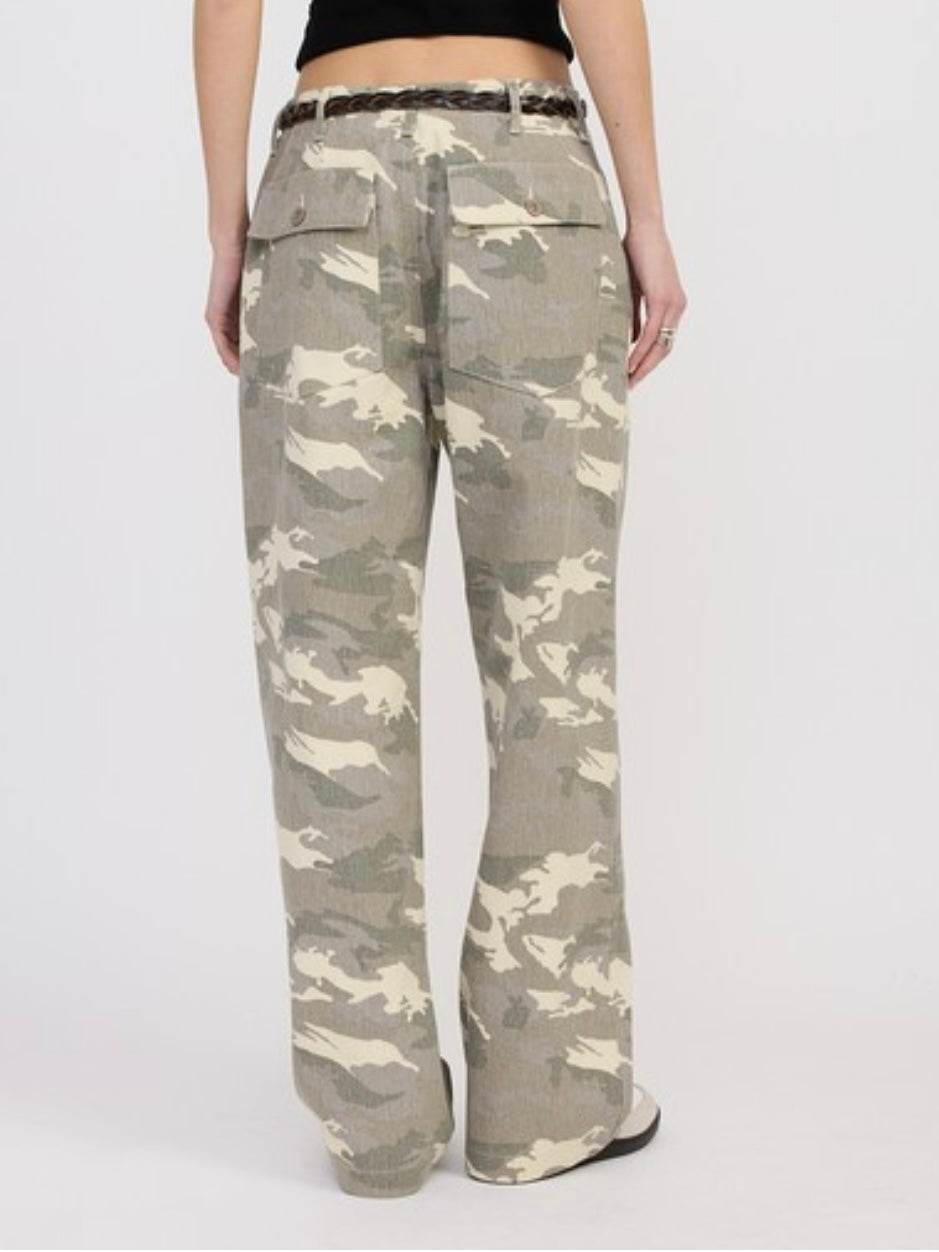 Wide Straight Leg Camo Pants