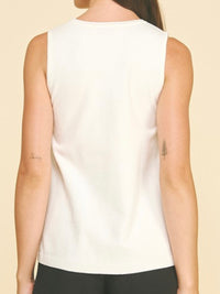 Cream Crystal And Pearls Embellished Top