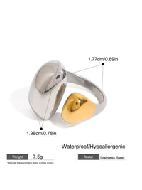 Stainless Steel Two Tone Waterdrop Ring