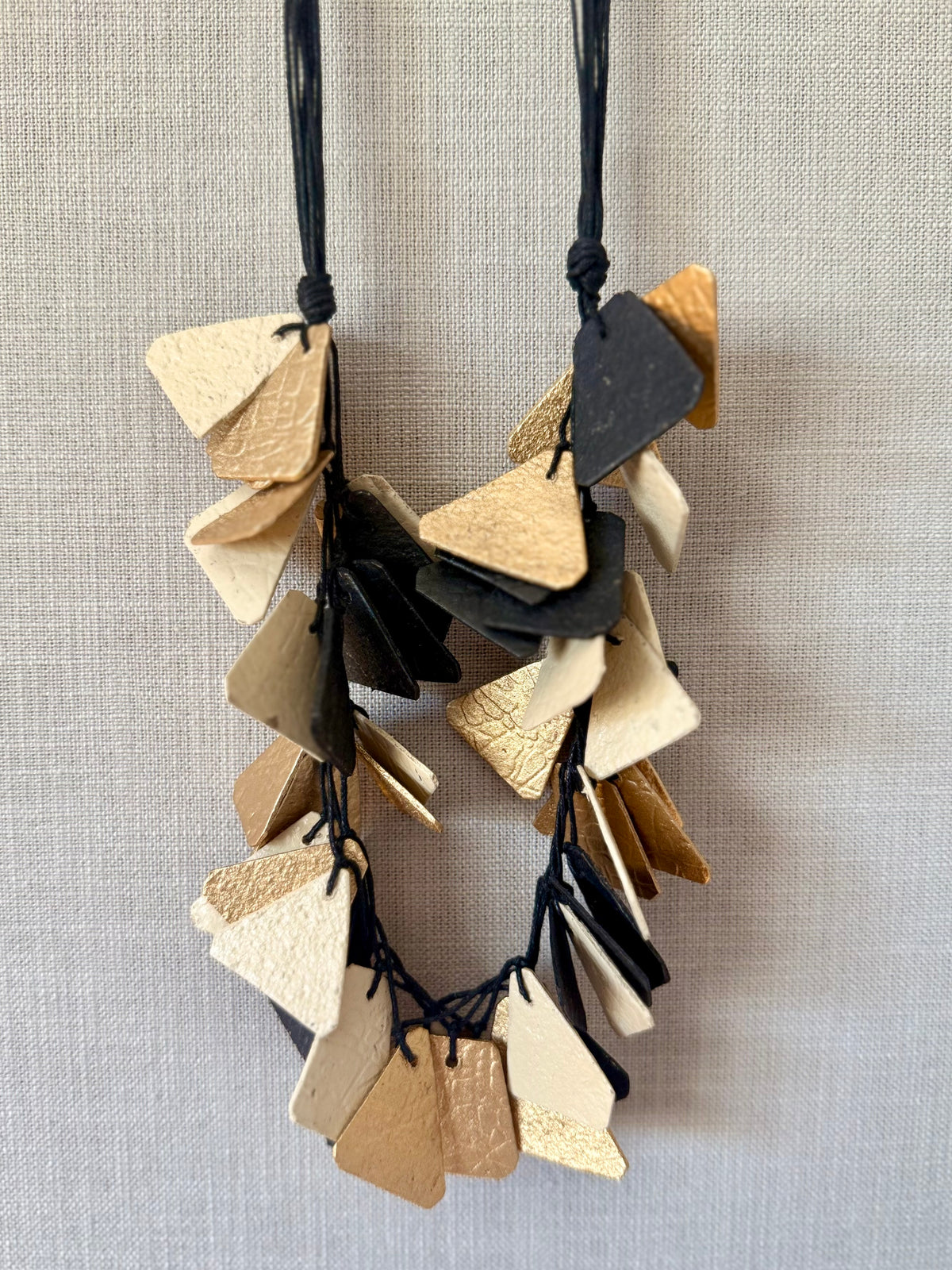 Ivory Black Chips Recycled Paper Necklace