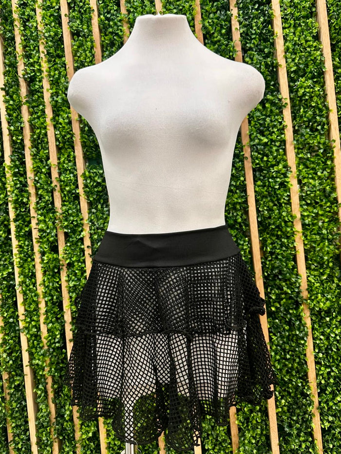 Mesh Coverup Ruffled Skirt