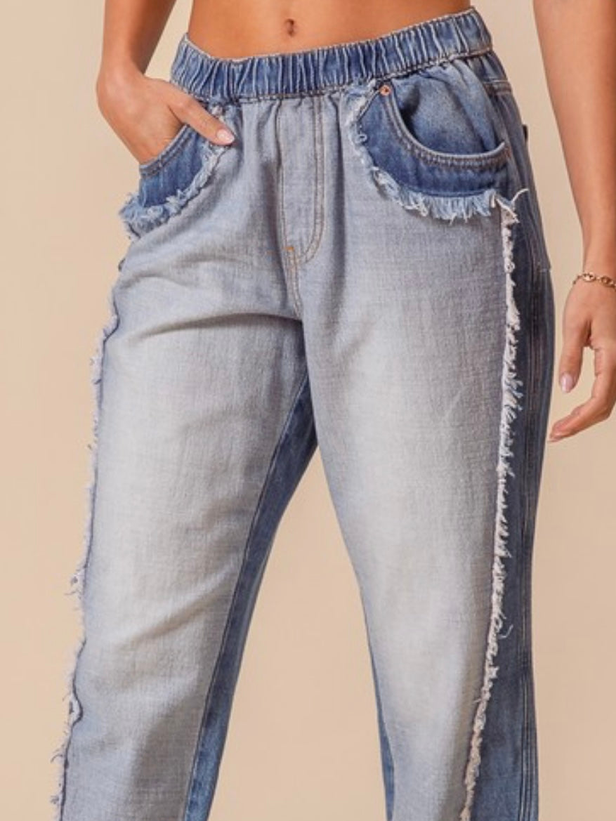 Distressed Denim Jogger