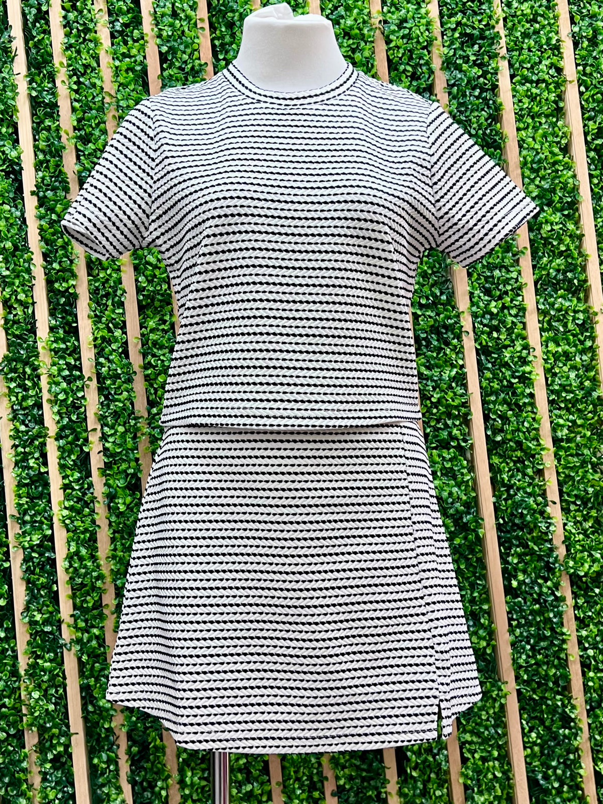 Ivory Navy Striped Dot Skort