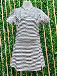 Ivory Navy Striped Dot Skort