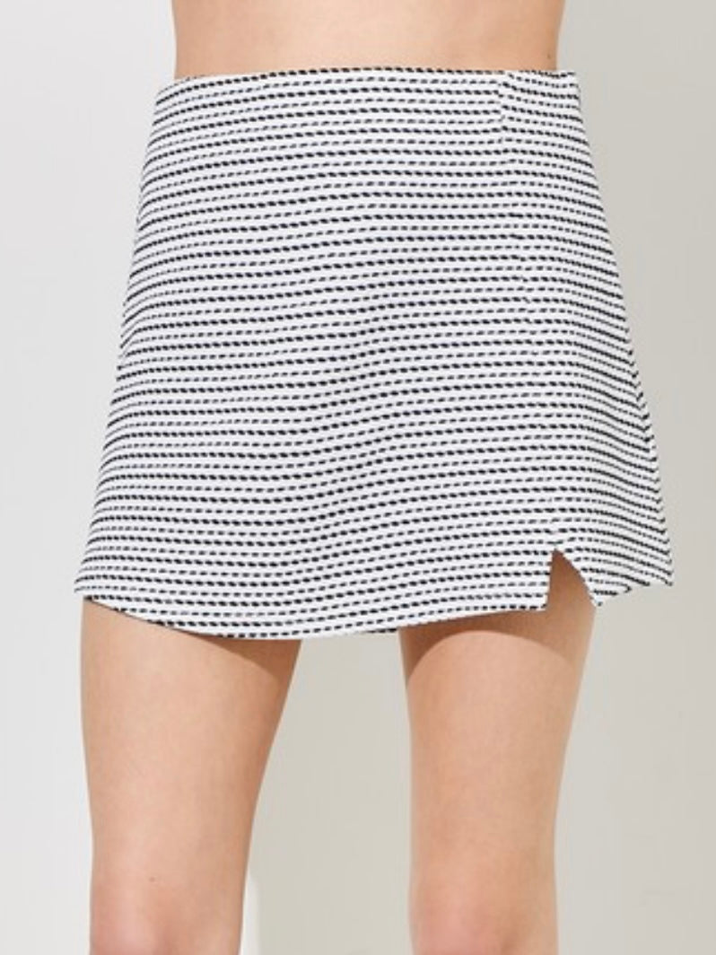 Ivory Navy Striped Dot Skort