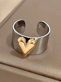 Stainless Steel Heart Detail Ring