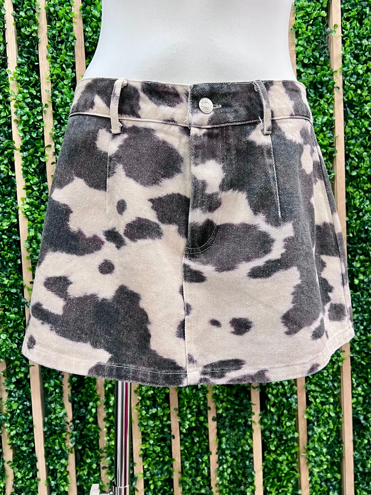 Ivory Black Cow Mini Skort