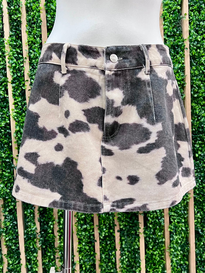 Ivory Black Cow Mini Skort