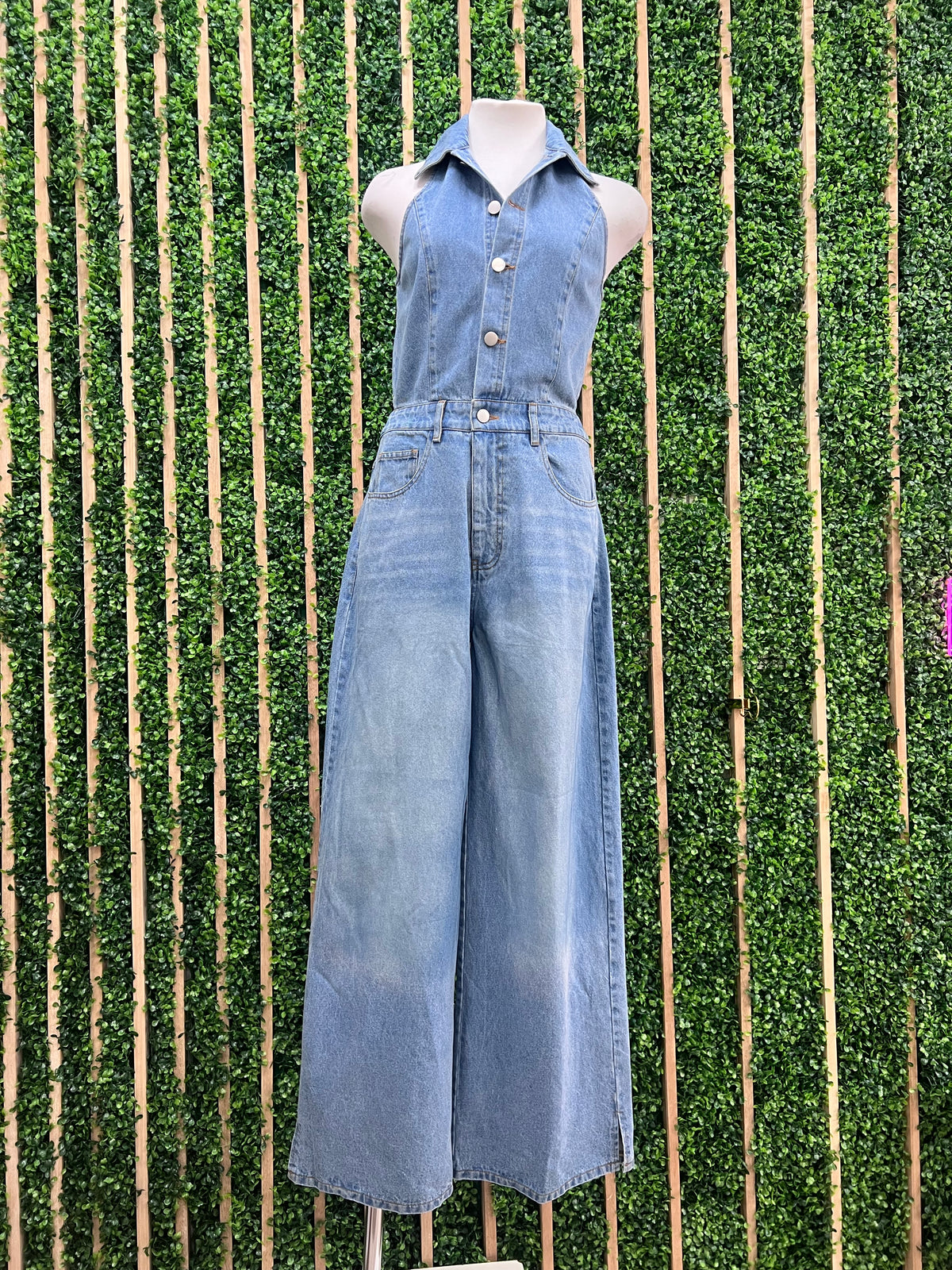 Denim Collared Jumpsuit