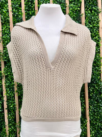 Resort Beige Knit Crochet Skirt Set