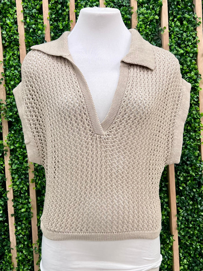 Resort Beige Knit Crochet Skirt Set