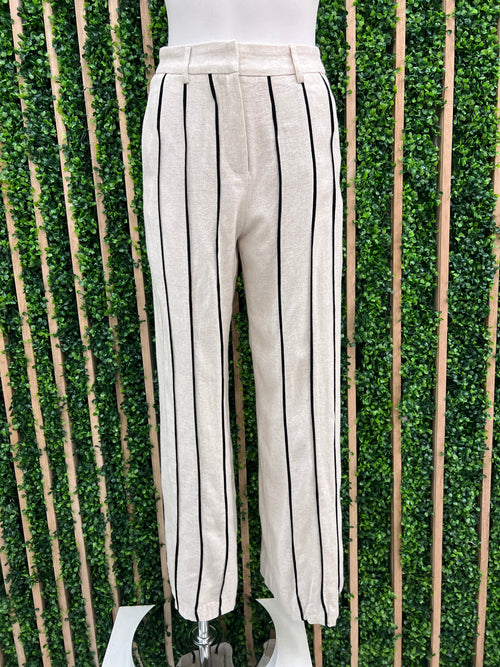 Striped Trim Elastic Waist Pant