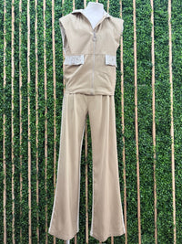 Lace Detail Sleeveless Vest Pant Set