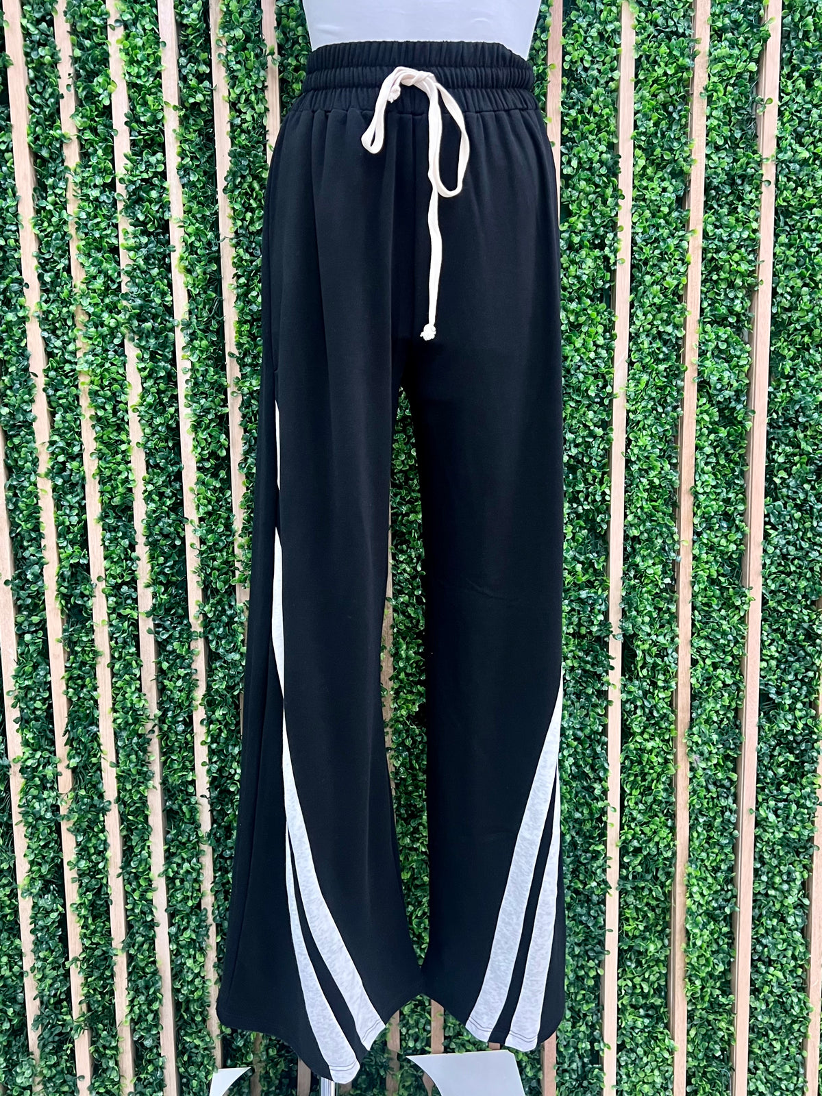 Black White Stripe Athletic Pant