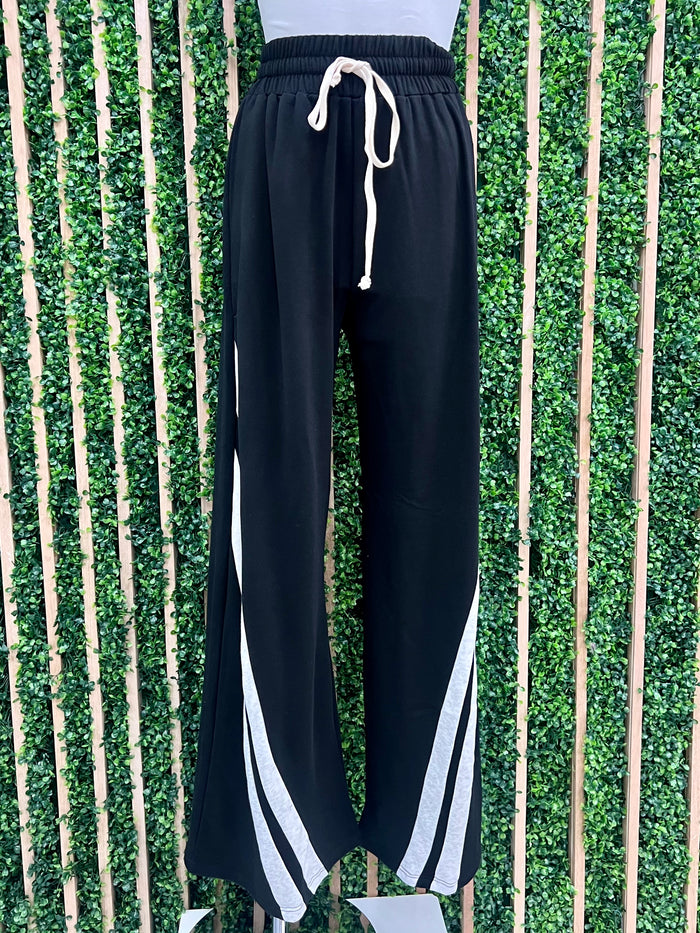 Black White Stripe Athletic Pant