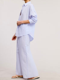 Blue Striped Blouse Maxi Skirt Set