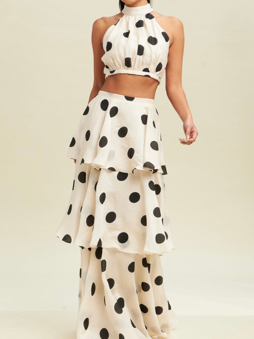 Beautiful Polka Dot Layered Maxi Skirt