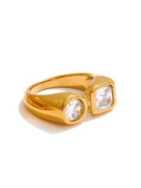 Stainless Steel Crystal Shapes ring