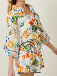 Tropical Watercolor Print Romper and Bra Set