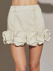 Ruffle Denim Mini Skirt