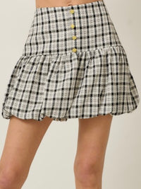 Black White Plaid Bubble Skirt