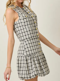Black White Plaid Vest