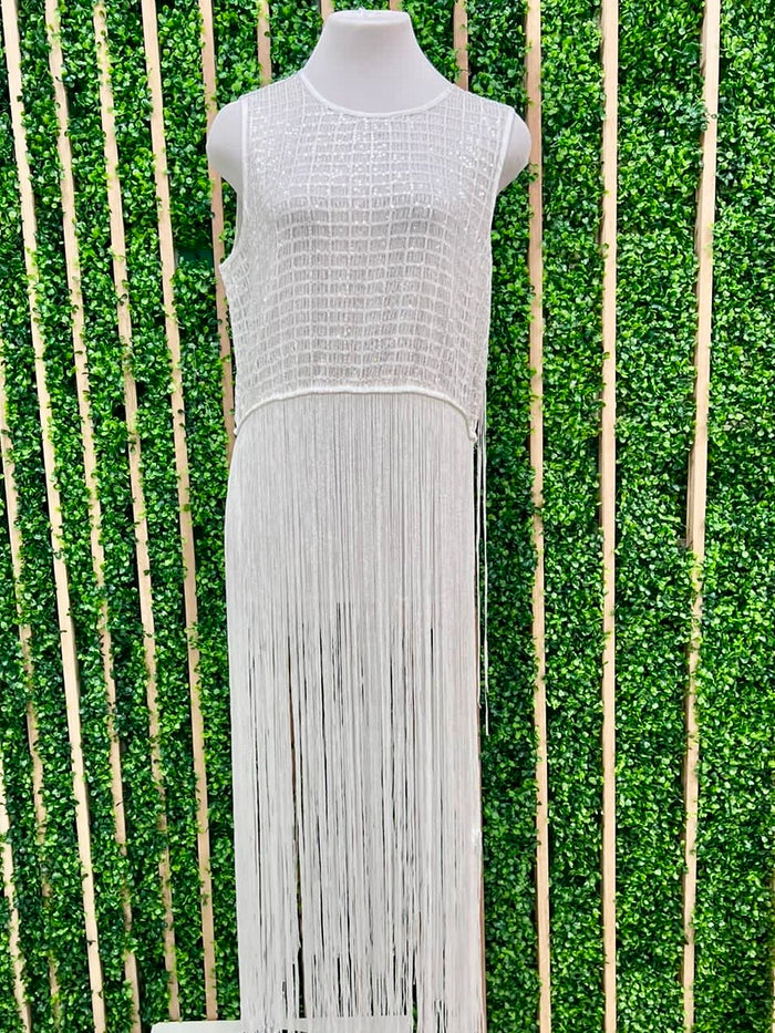 Sequin Embellished Fringe Top