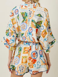 Tropical Watercolor Print Romper and Bra Set