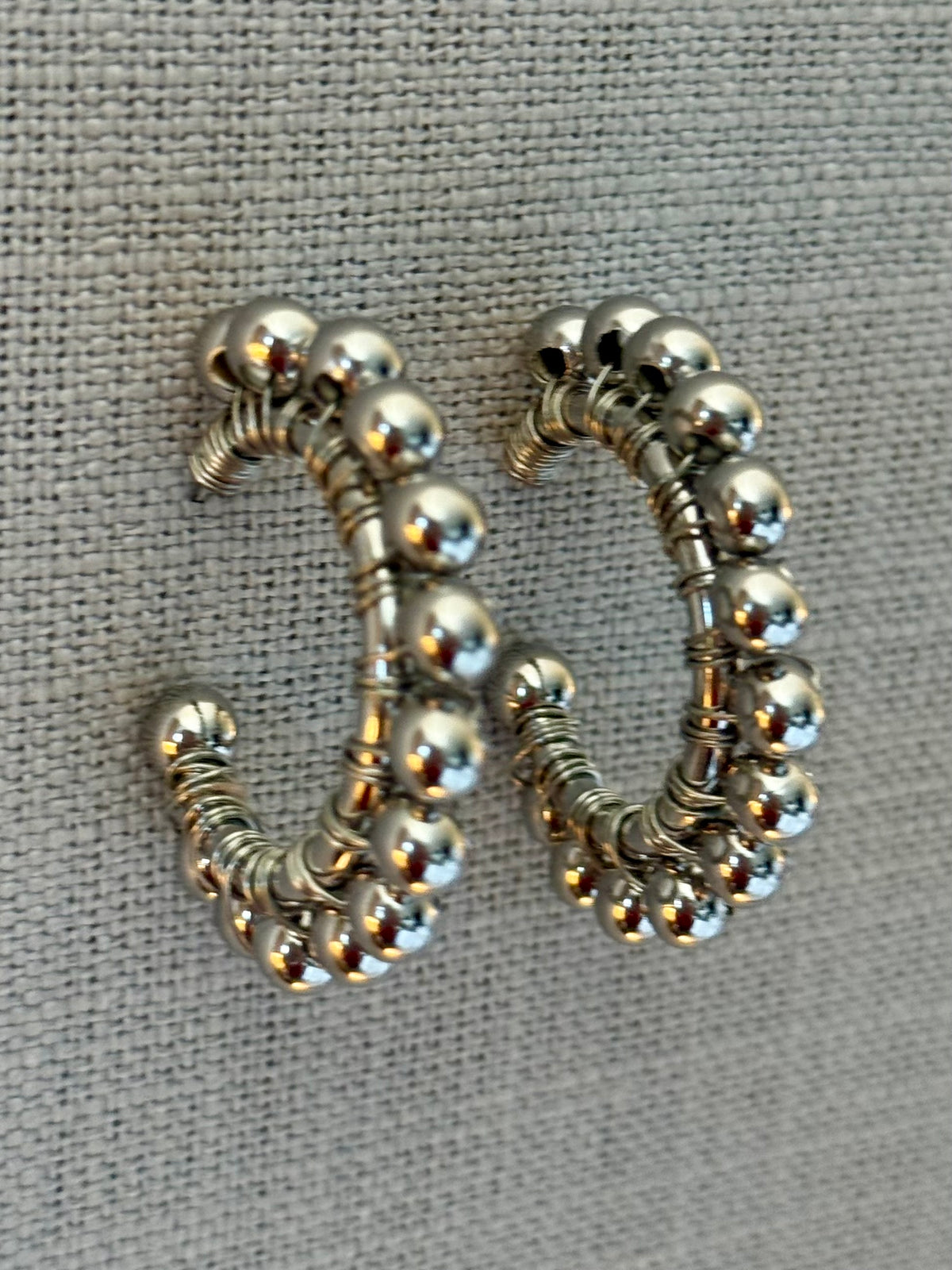 Multi Bead Stainless Steel Hoop Earrings