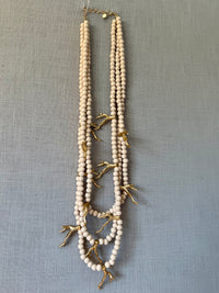 Coral Detail Wood Beaded Necklace