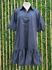 Short Sleeve Button Down Dropwaist Short Dress
