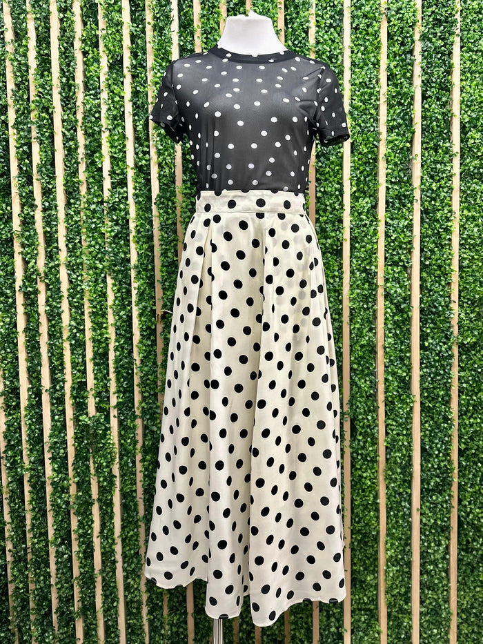 Polka Dot Midi Skirt