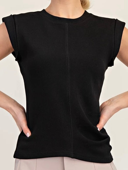 Round Neckline Gathered Top