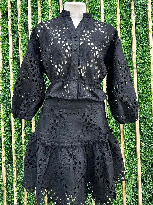Beautiful Black Lace Skirt Set