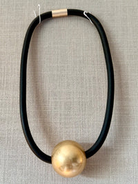 Large Gold Bead Rubber Necklace
